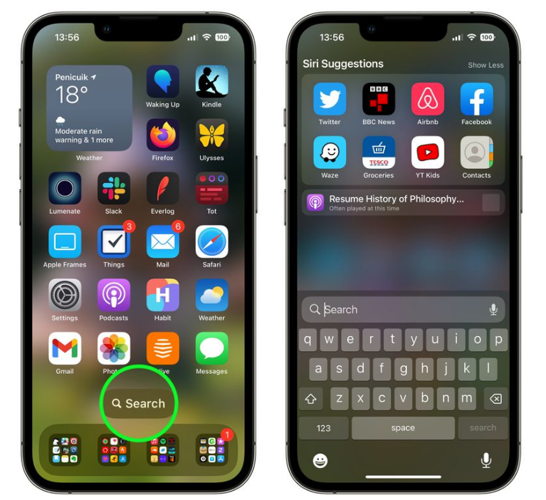 南木林苹果手机维修分享升级到 iOS 16 后，如何删除主屏幕上的搜索按钮 
