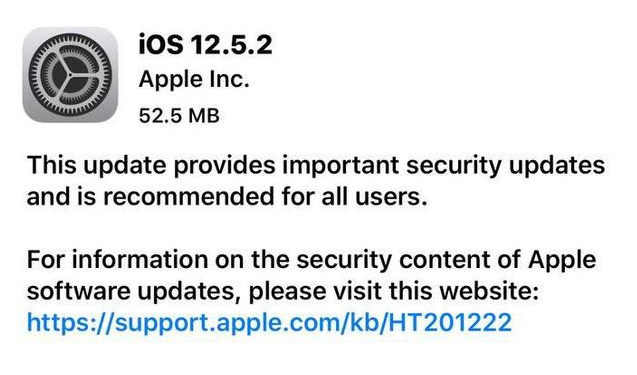 南木林苹果手机维修分享iOS12.5.2发布，建议所有老苹果用户安装 